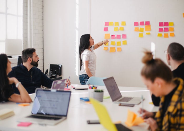 Team collaboration in modern office